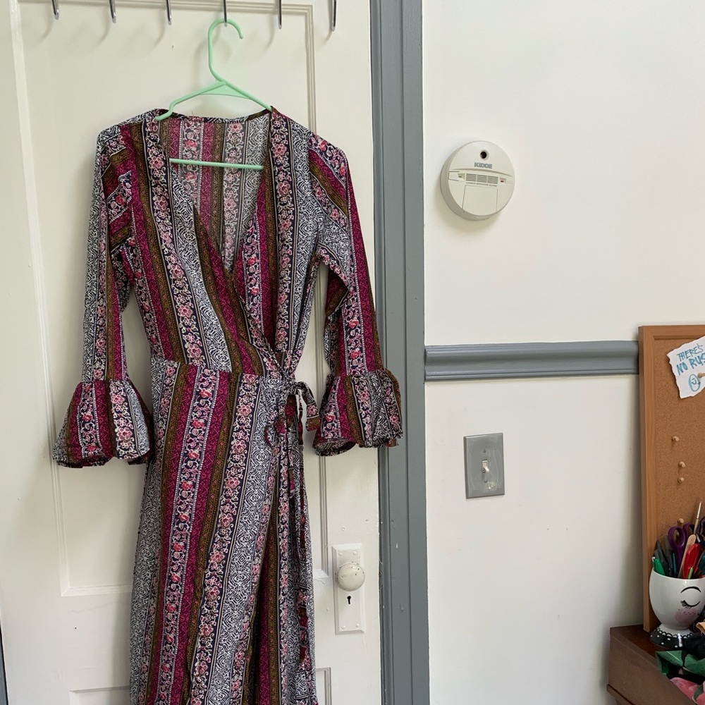 wrap tie maxi dress